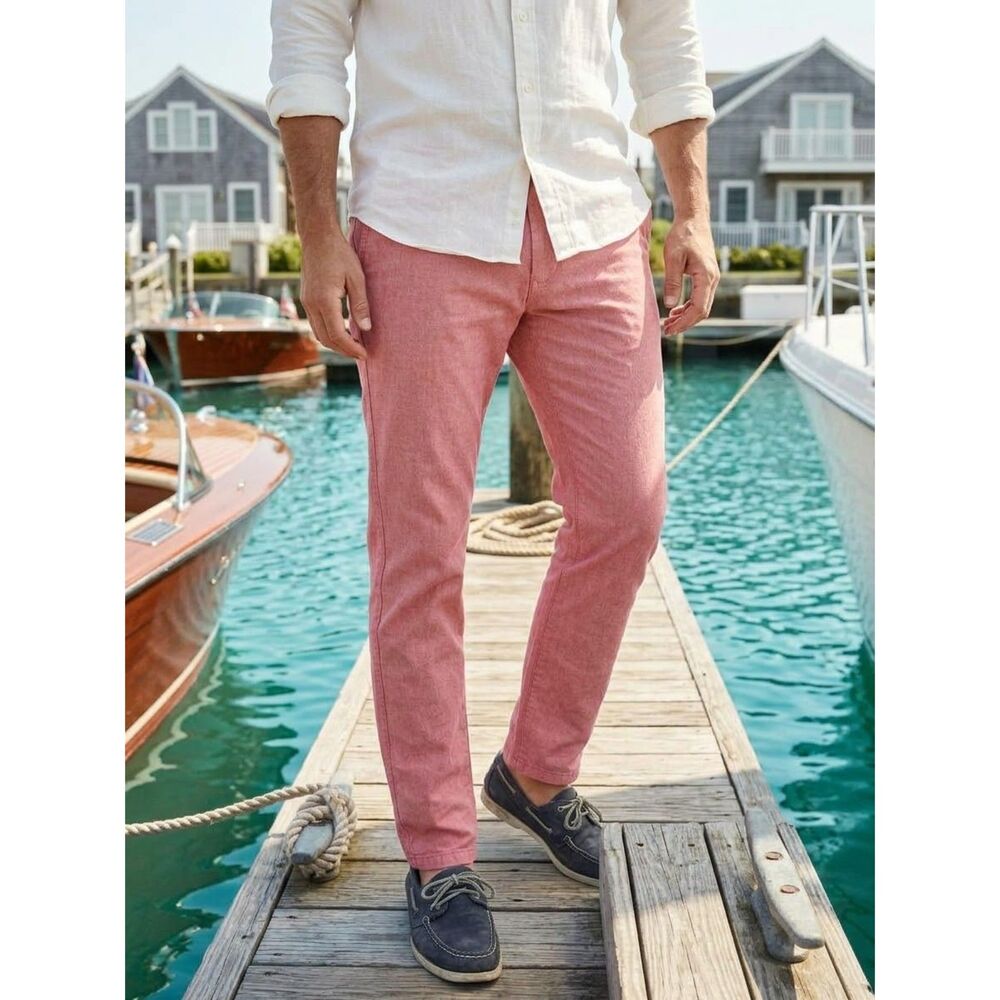 Bonobos Men’s Slim Fit Stretch Washed Chino Pants - Pink / Red - Size 31x32